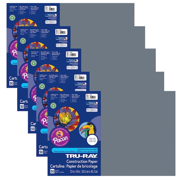 Tru-Ray Construction Paper, Slate, 12x18in, PK250